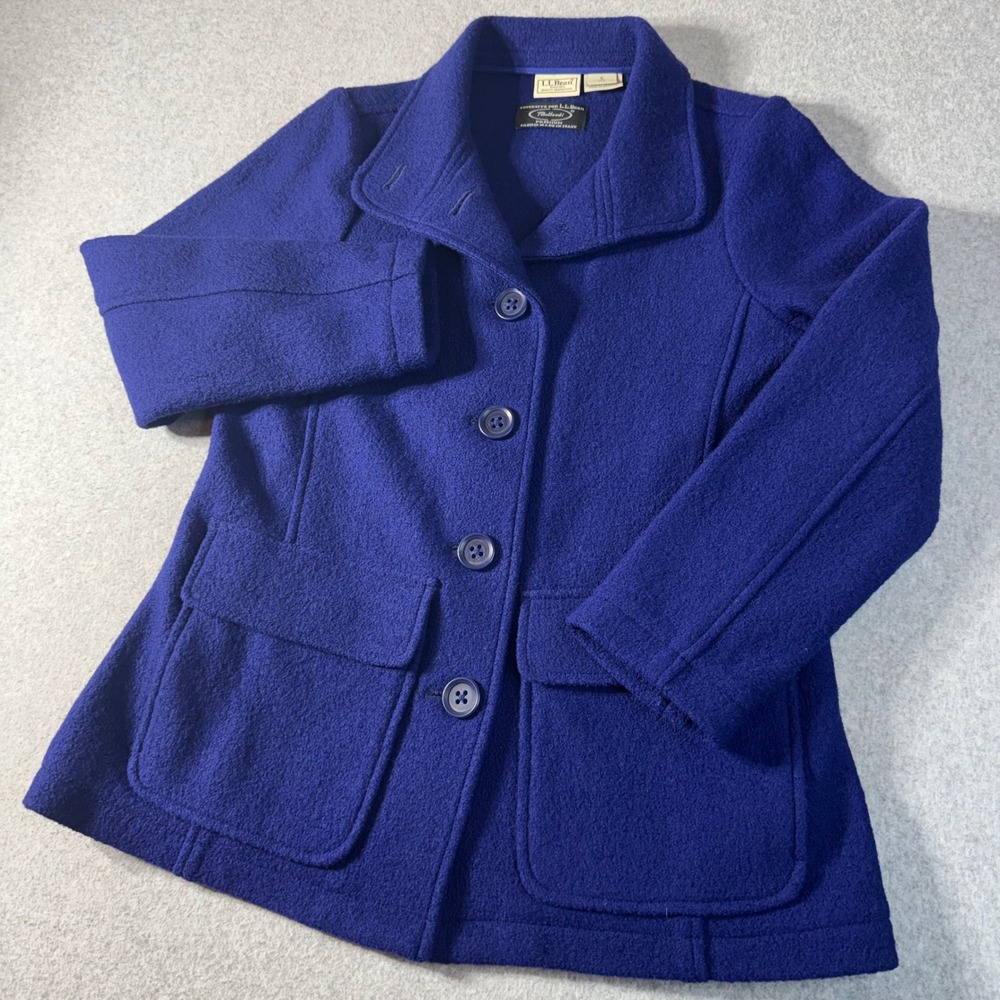 LL Bean Woman's Bellandi Italian Wool Coat Royal Blue Petite Small 271133